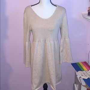 Beige Long Sleeve Shirt Dress